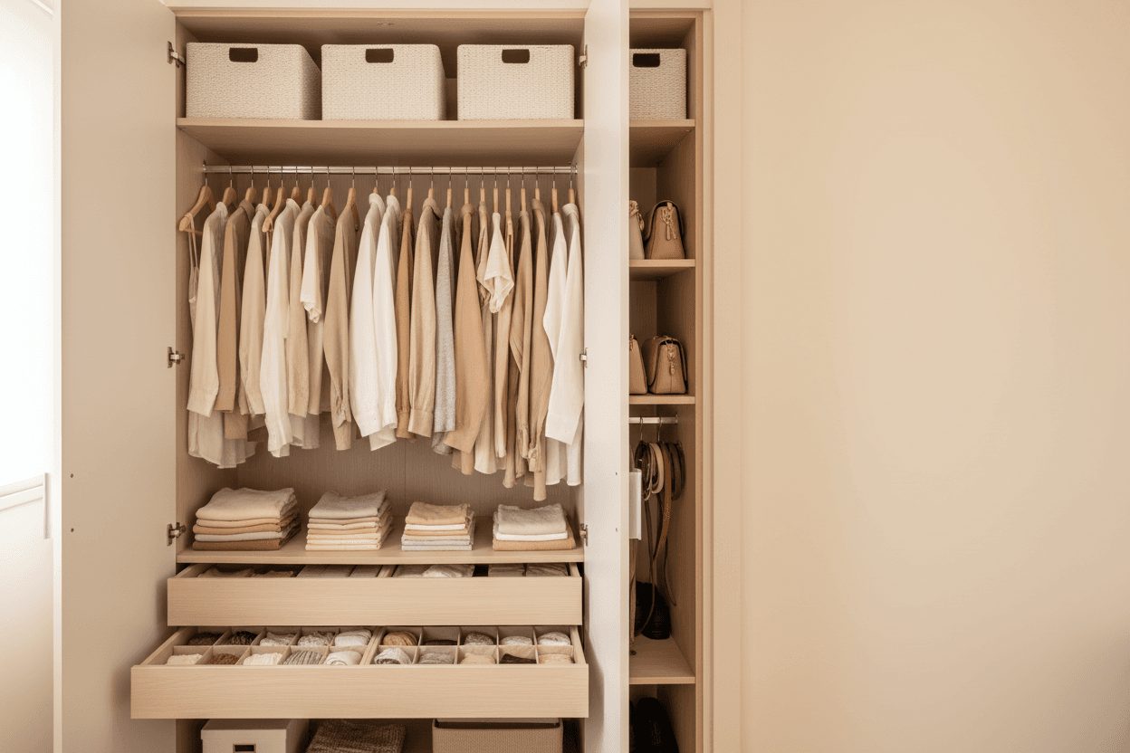 Como organizar guarda-roupa pequeno com pouco espaço