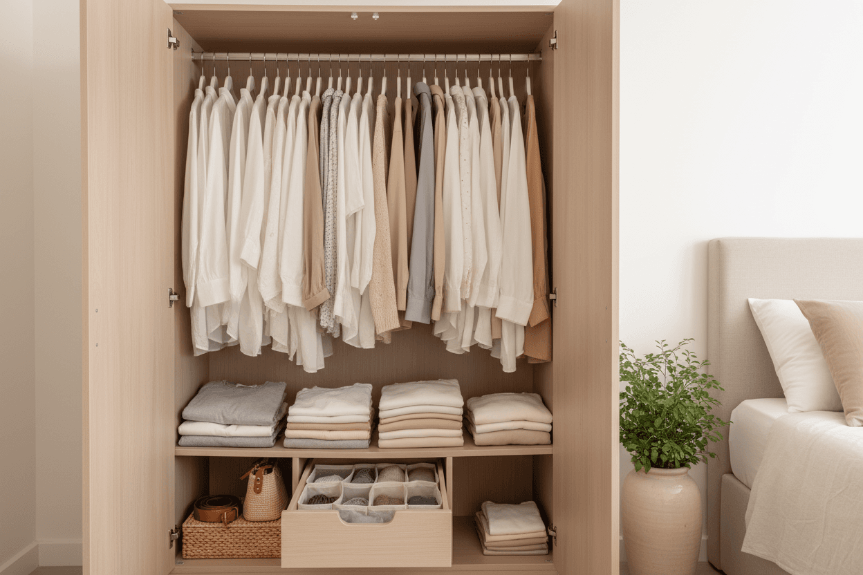 Como organizar guarda-roupa pequeno feminino