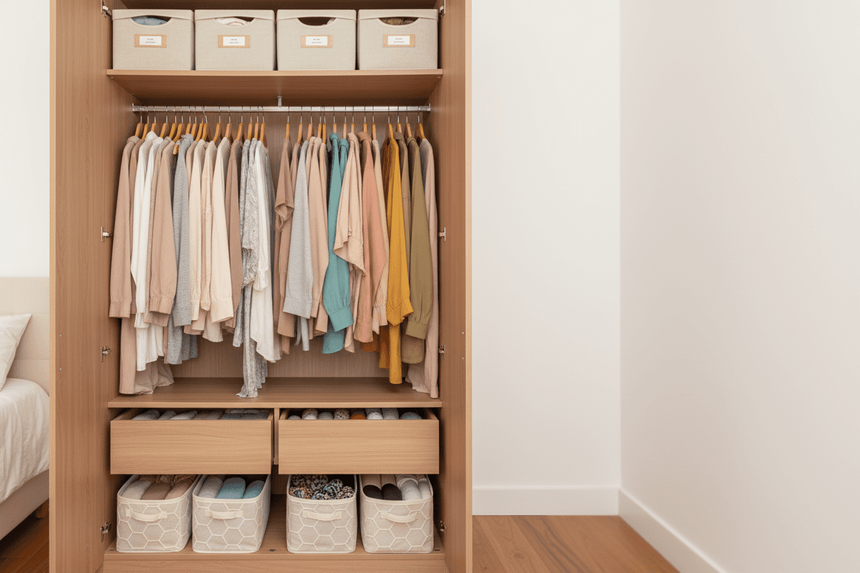 Como organizar guarda-roupa pequeno feminino