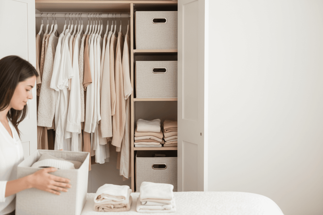 Como organizar guarda roupa pequeno feminino: guia da Malu