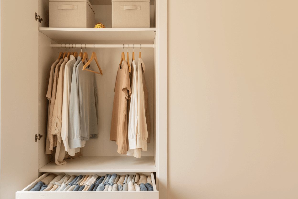 Como organizar guarda-roupa pequeno sem gastar