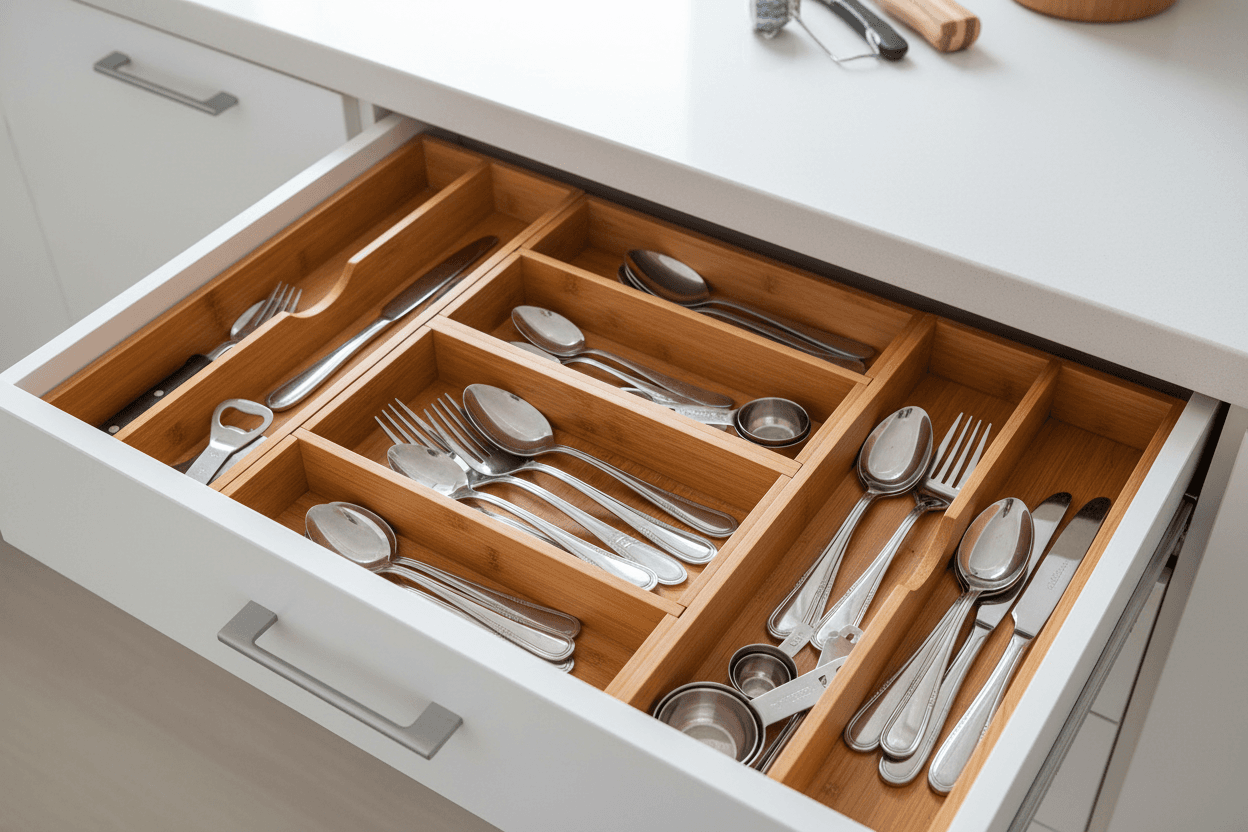 Organizador de gaveta ajustável para cozinha: guia