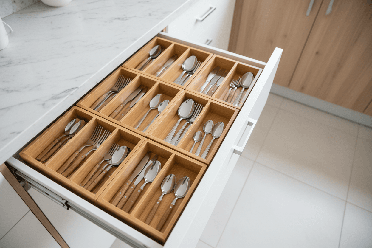 Organizador de gaveta de cozinha ajustável