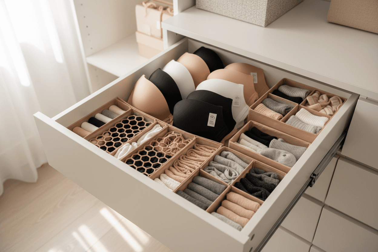 Organizador de gavetas para lingerie: guia da Malu